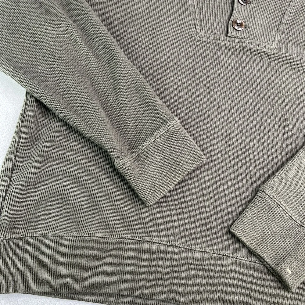 Banana Republic Sweater Pullover Earth Green 100% Cotton Men's Large 1/4 Button